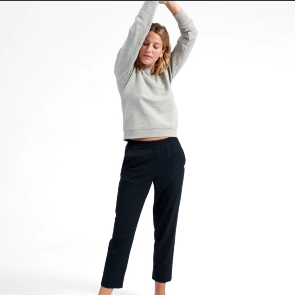 Everlane Easy Pant Wool - The Italian Go Weave Crop Trouser Pull On